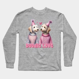 Doodle Love Two Romantic Labradoodles Couple for Valentine's Day Long Sleeve T-Shirt